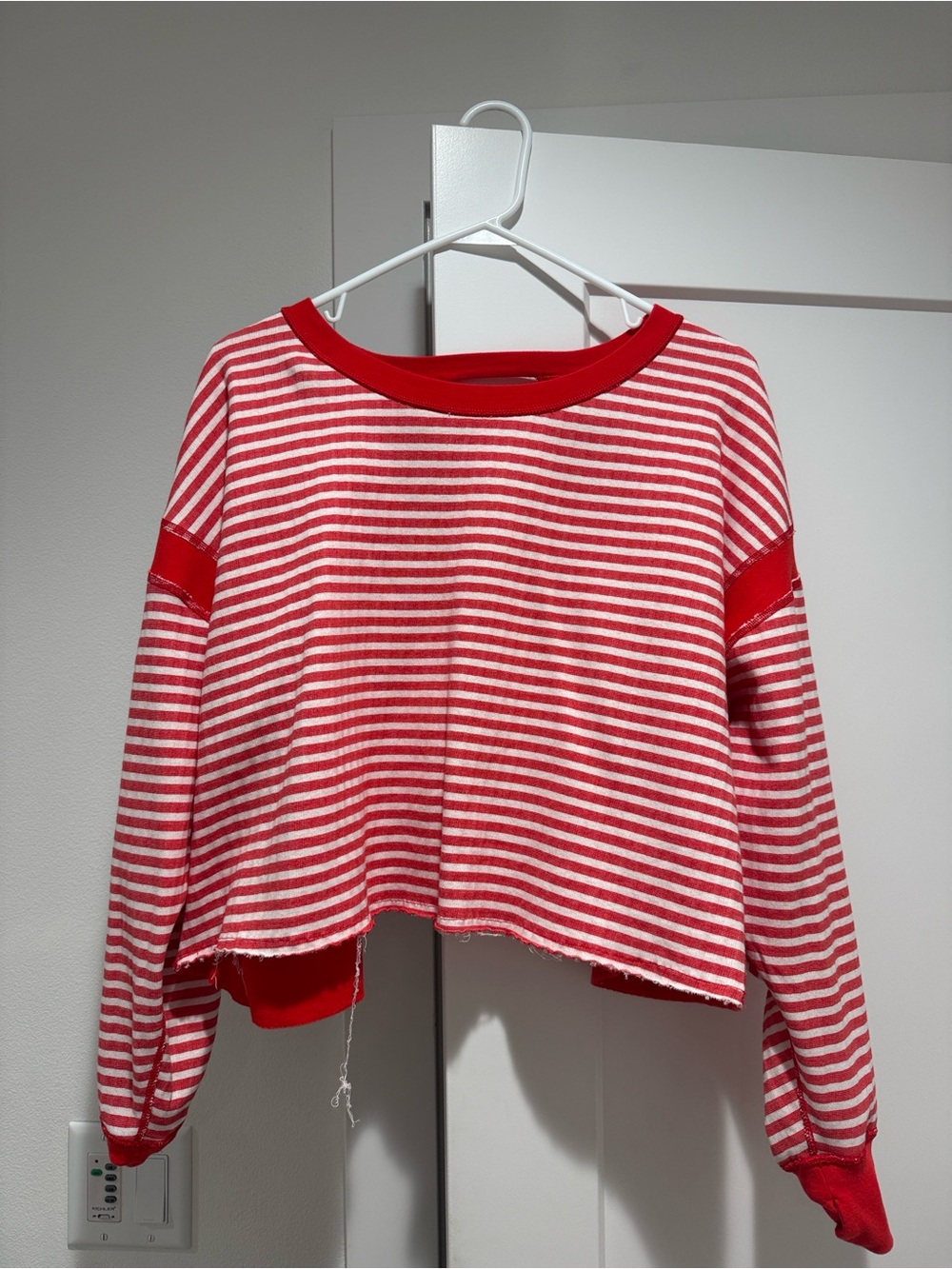 FP Movement by Free People Red and White Open-Back Knit Cardigan - Picture 4 of 4